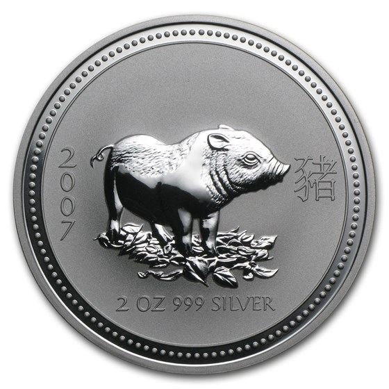 2007 Australia 2 oz Silver Year of the Pig BU