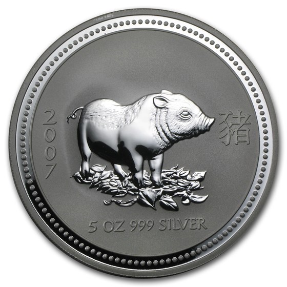 2007 Australia 5 oz Silver Year of the Pig BU 2007 Australia 5 oz Silver Year of the Pig BU