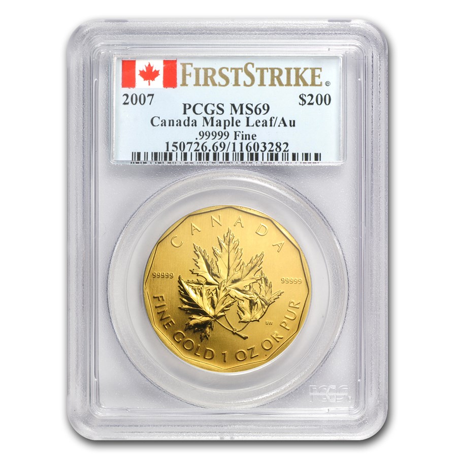 2007 Canada 1 oz Gold Maple Leaf .99999 MS-69 PCGS (FS)