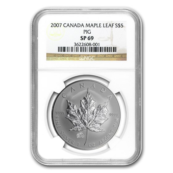 2007 Canada 1 oz Silver Maple Leaf Lunar PIG Privy SP-69 NGC 2007 Canada 1 oz Silver Maple Leaf Lunar PIG Privy SP-69 NGC