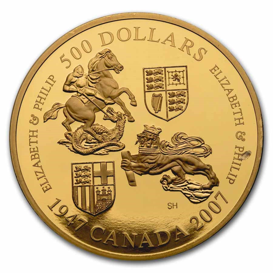 2007 Canada 5 oz Proof Gold $500 Queen's 60th Wedding Anniversary 2007 Canada 5 oz Proof Gold $500 Queen's 60th Wedding Anniversary