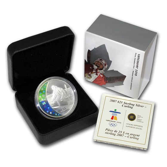 2007 Canada Silver $25 Olympic Curling (Hologram, w/Box & COA) 2007 Canada Silver $25 Olympic Curling (Hologram, w/Box & COA)