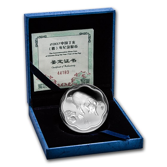 2007 China 1 oz Silver Flower Year of the Pig (w/Box & COA) 2007 China 1 oz Silver Flower Year of the Pig (w/Box & COA)