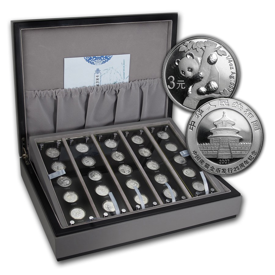 2007 China 25-Coin Silver 25th Anniv Panda Proof Set