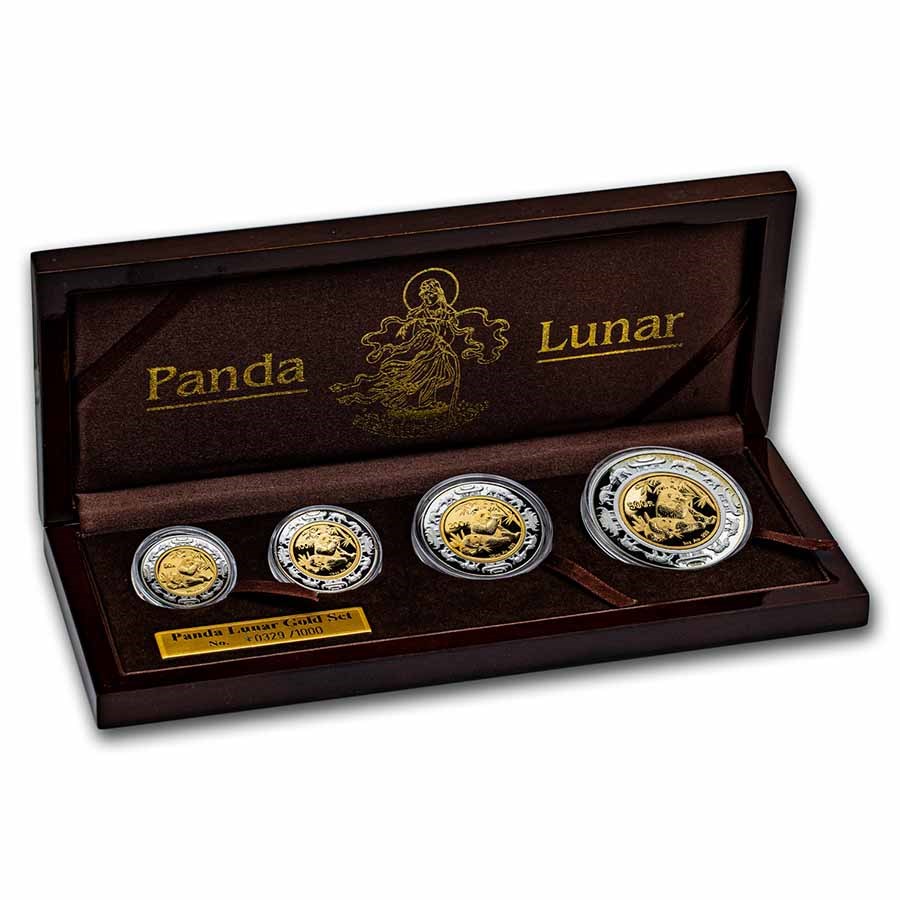 2007 China 4-Coin Bimetallic Panda/Pig Lunar Prestige Proof Set