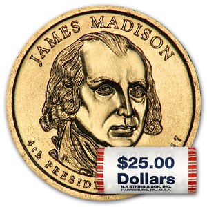 2007-D James Madison 25-Coin Presidential Dollar Roll
