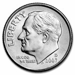 2007-D Roosevelt Dime 50-Coin Roll BU