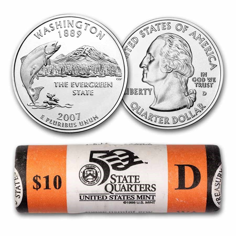 2007-D Washington Statehood Quarter 40-Coin Roll (Mint Wrapped)