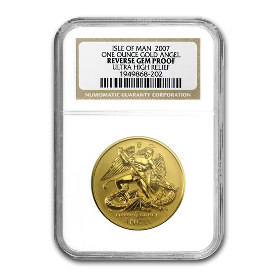 2007 Isle of Man 1 oz Reverse Proof Gold Angel UHR Gem NGC 2007 Isle of Man 1 oz Reverse Proof Gold Angel UHR Gem NGC
