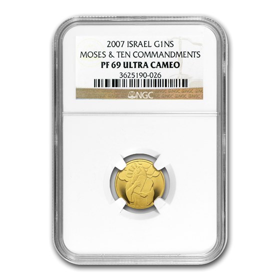 2007 Israel 1/25 oz Proof Gold Moses PF-69 NGC 2007 Israel 1/25 oz Proof Gold Moses PF-69 NGC