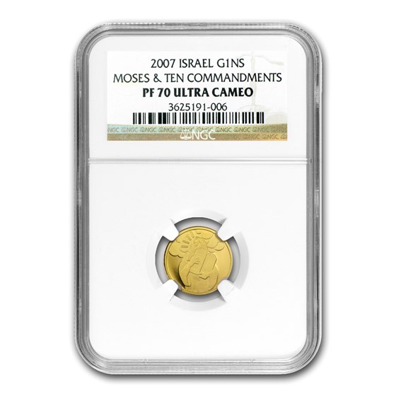 2007 Israel 1/25 oz Proof Gold Moses PF-70 NGC 2007 Israel 1/25 oz Proof Gold Moses PF-70 NGC