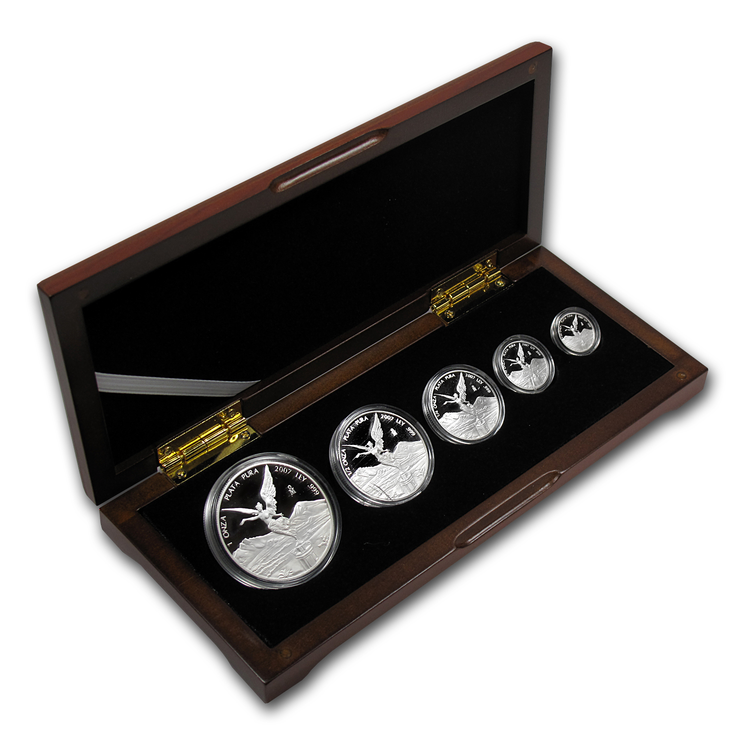Buy 5-Coin 2007 Mexican Silver Libertad Proof Set (1.9 oz, Wood