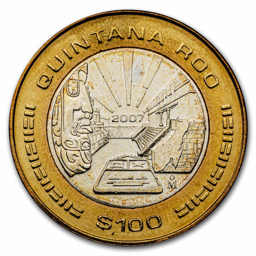 2007 Mexico Bimetallic 100 Pesos Quintana Roo BU (2nd Edition)