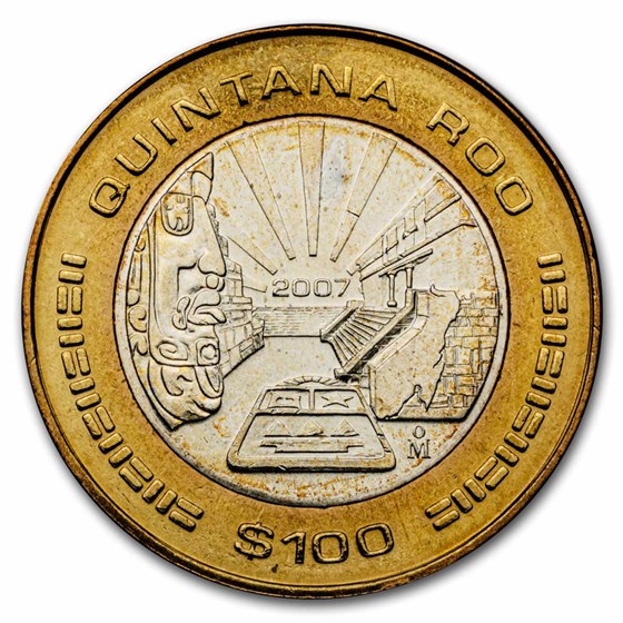 2007 Mexico Bimetallic 100 Pesos Quintana Roo BU (2nd Edition) 2007 Mexico Bimetallic 100 Pesos Quintana Roo BU (2nd Edition)