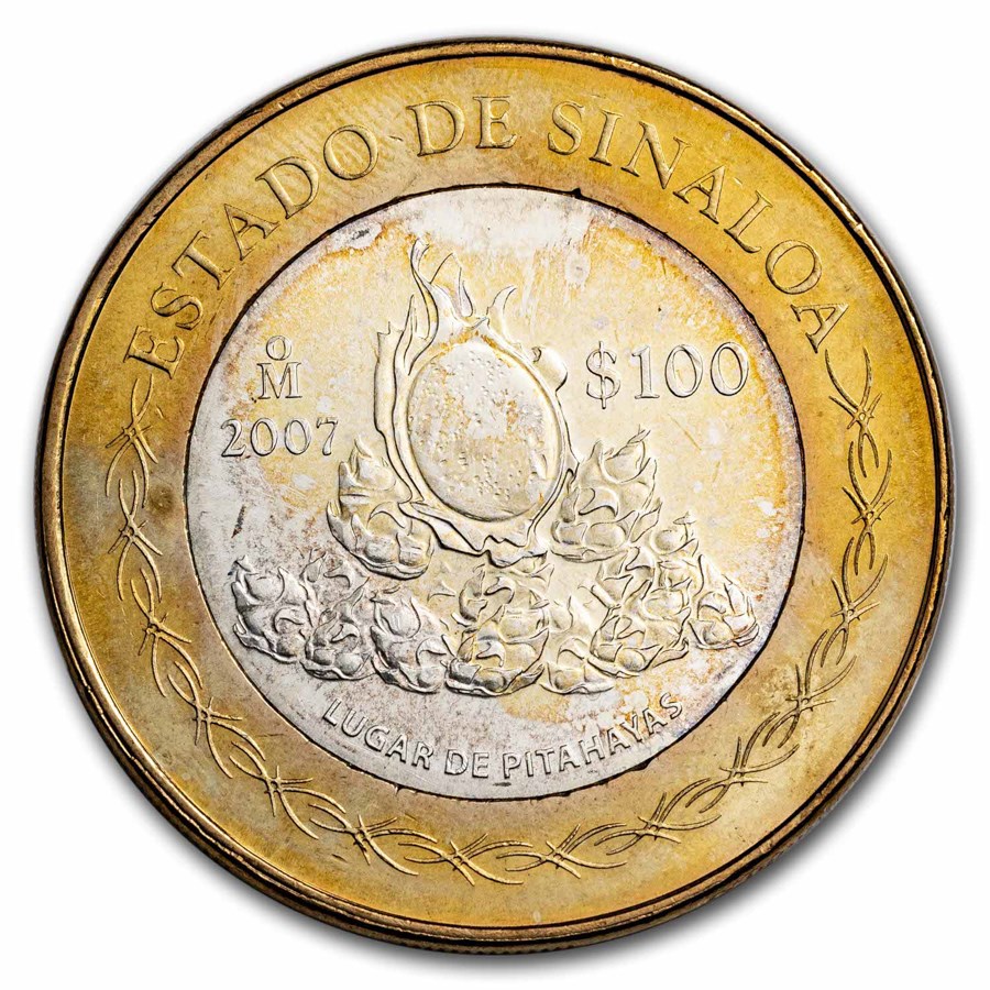 2007 Mexico Bimetallic 100 Pesos Sinaloa BU (2nd Edition)
