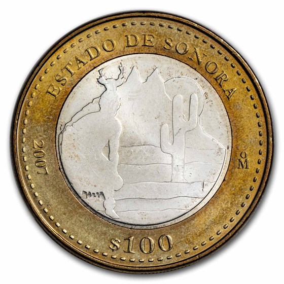 2007 Mexico Bimetallic 100 Pesos Sonora BU (2nd Edition) 2007 Mexico Bimetallic 100 Pesos Sonora BU (2nd Edition)
