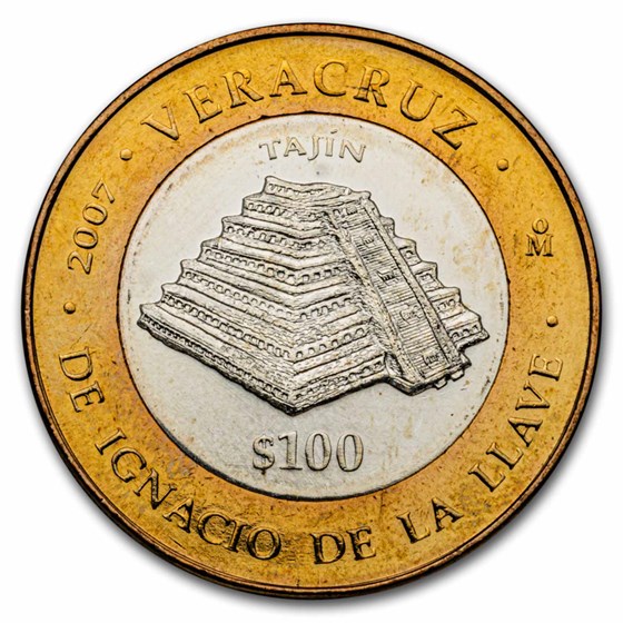 2007 Mexico Bimetallic 100 Pesos Veracruz BU (2nd Edition) 2007 Mexico Bimetallic 100 Pesos Veracruz BU (2nd Edition)
