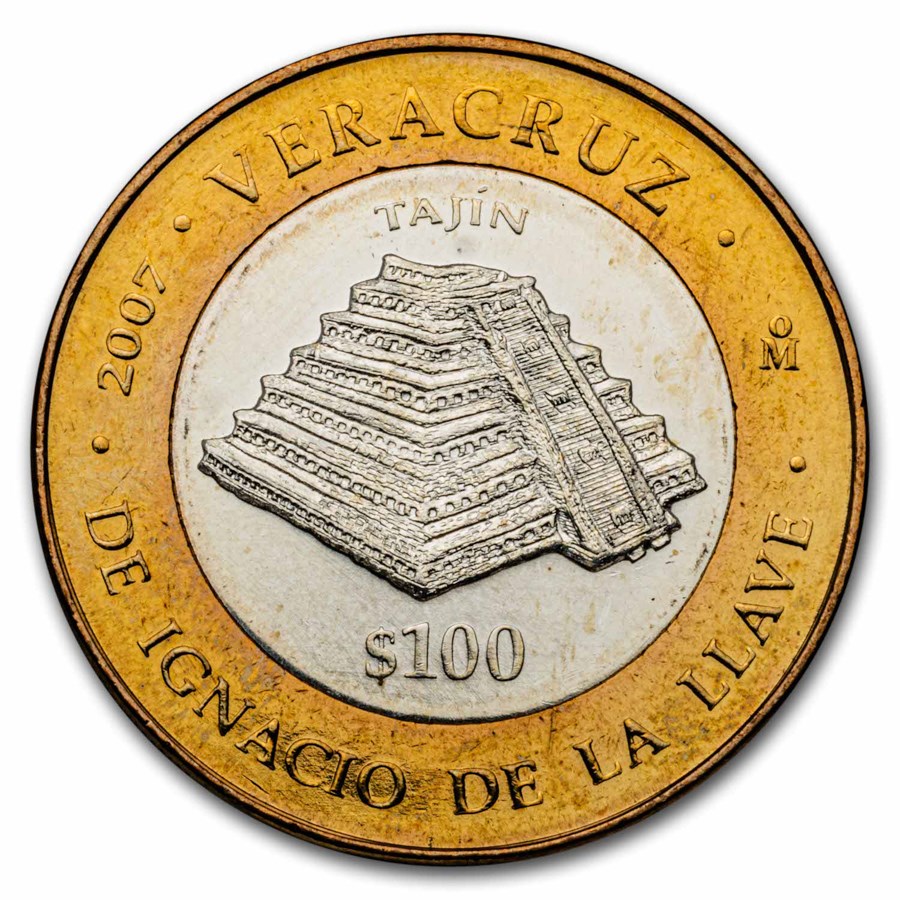 2007 Mexico Bimetallic 100 Pesos Veracruz BU (2nd Edition)