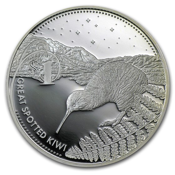 2007 New Zealand 1 oz Silver $1 Great Spotted Kiwi Proof 2007 New Zealand 1 oz Silver $1 Great Spotted Kiwi Proof