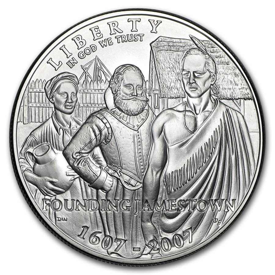 2007-P Jamestown 400th Anniv $1 Silver Commem BU (w/Box & COA)