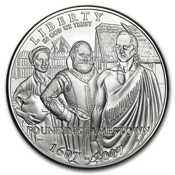 2007-P Jamestown 400th Anniv $1 Silver Commem BU (w/Box & COA) 2007-P Jamestown 400th Anniv $1 Silver Commem BU (w/Box & COA)