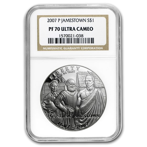 2007-P Jamestown 400th Anniv $1 Silver Commem PF-70 NGC 2007-P Jamestown 400th Anniv $1 Silver Commem PF-70 NGC