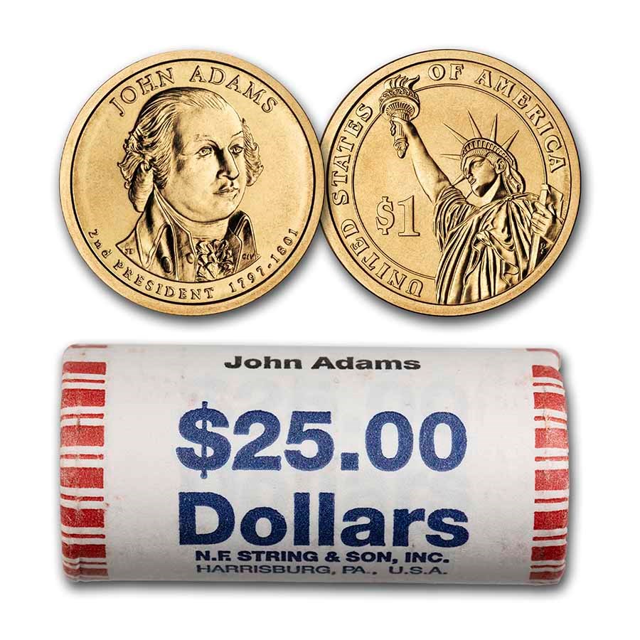 2007-P John Adams 25-Coin Presidential Dollar Roll BU