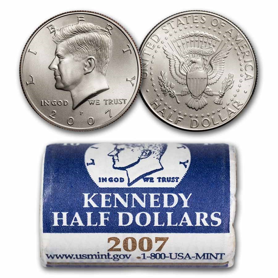 2007-P Kennedy Half Dollar 20-Coin Mint Roll BU (Mint Wrapped)
