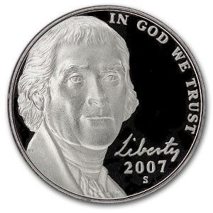 2007-S Jefferson Nickel Gem Proof 2007-S Jefferson Nickel Gem Proof