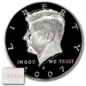 2007-S Kennedy Half Dollar 20-Coin Roll Proof 2007-S Kennedy Half Dollar 20-Coin Roll Proof