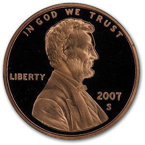 2007-S Lincoln Cent Gem Proof (Red) 2007-S Lincoln Cent Gem Proof (Red)