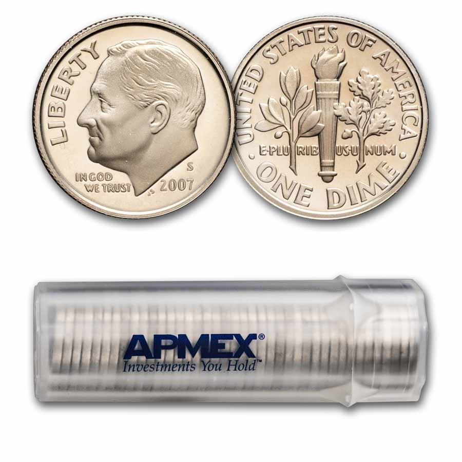 2007-S Roosevelt Dime 50-Coin Roll Proof (Clad)
