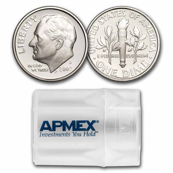 2007-S Roosevelt Dime 50-Coin Roll Proof (Silver) 2007-S Roosevelt Dime 50-Coin Roll Proof (Silver)