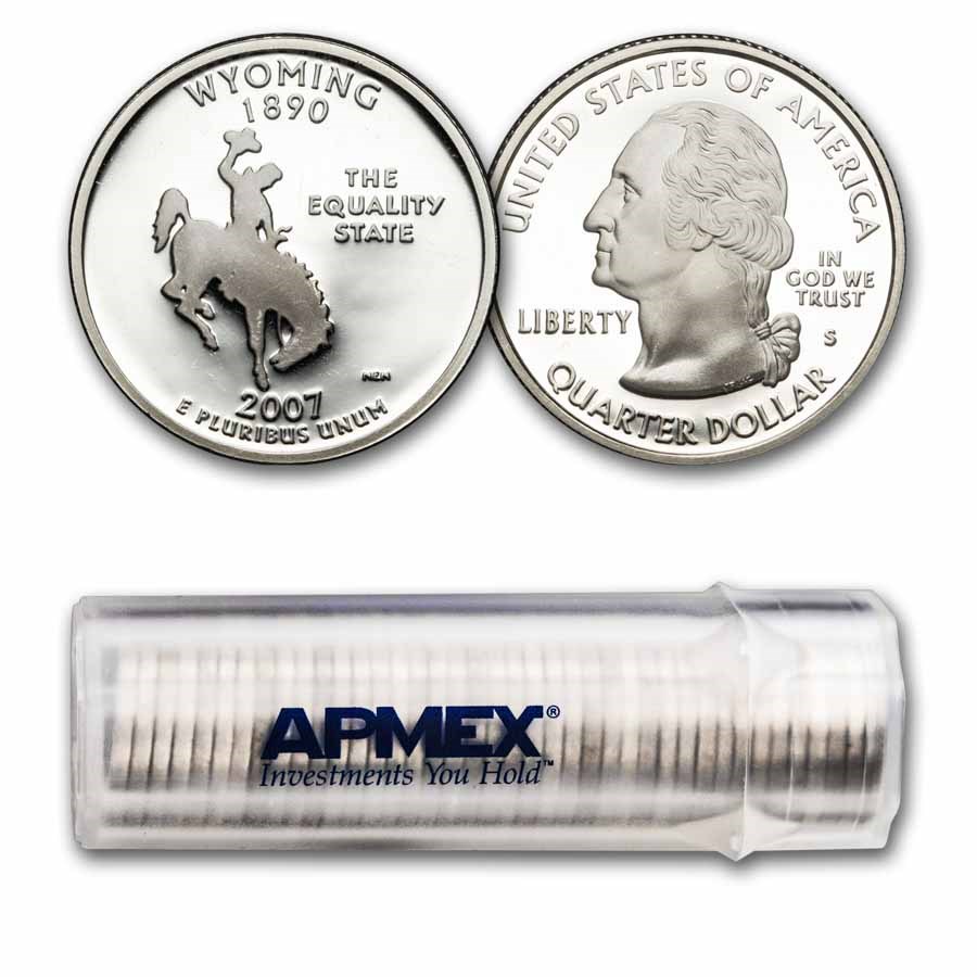 2007-S Wyoming State Quarter Gem Proof 40-Coin Roll (Silver)