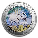 2007 Somalia 1 oz Silver African Elephant (Colorized)