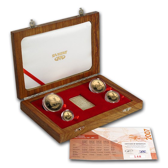 2007 South Africa 5-Pc Gold Krugerrand 40th Anniv Proof Set