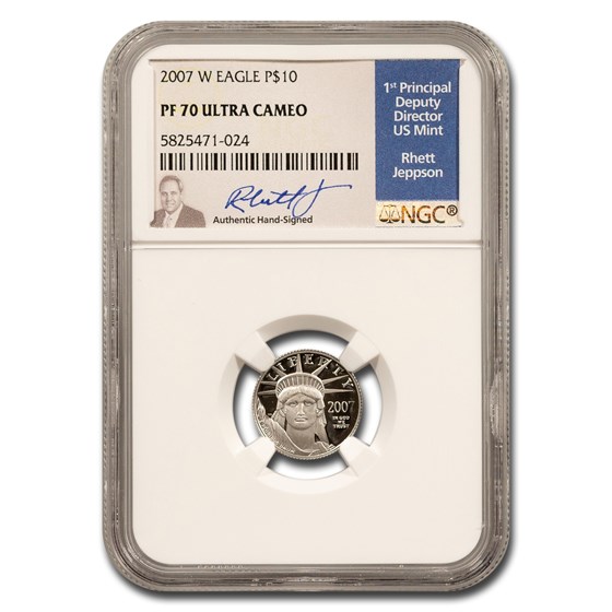 2007-W 1/10 oz American Platinum Eagle PF-70 UCAM NGC (Jeppson) 2007-W 1/10 oz American Platinum Eagle PF-70 UCAM NGC (Jeppson)