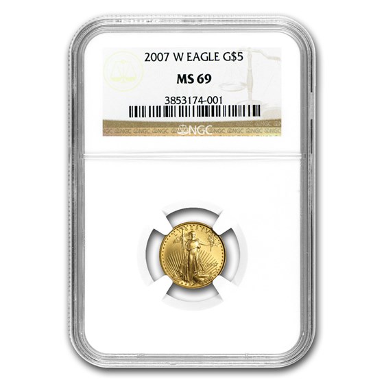 2007-W 1/10 oz Burnished American Gold Eagle MS-69 NGC 2007-W 1/10 oz Burnished American Gold Eagle MS-69 NGC