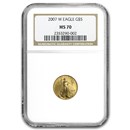 2007-W 1/10 oz Burnished American Gold Eagle MS-70 NGC