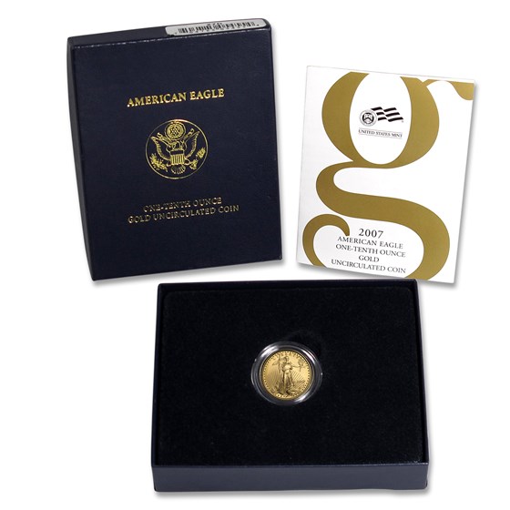 2007-W 1/10 oz Burnished American Gold Eagle (w/Box & COA) 2007-W 1/10 oz Burnished American Gold Eagle (w/Box & COA)