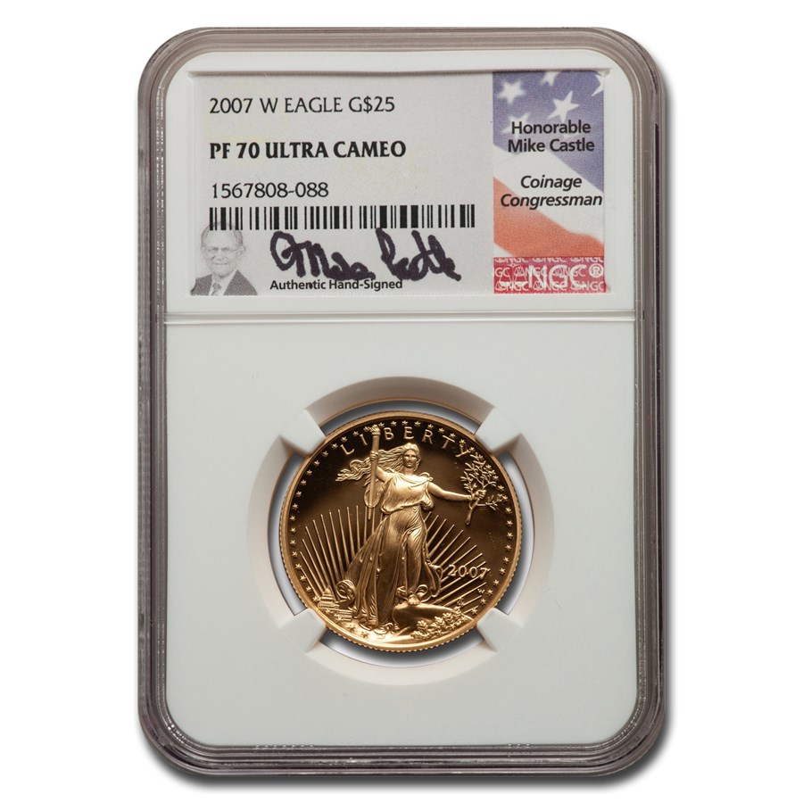 2007-W 1/2 oz American Gold Eagle PF-70 NGC (Castle)