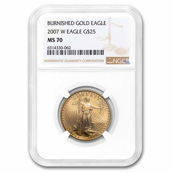 2007-W 1/2 oz Burnished American Gold Eagle MS-70 NGC 2007-W 1/2 oz Burnished American Gold Eagle MS-70 NGC