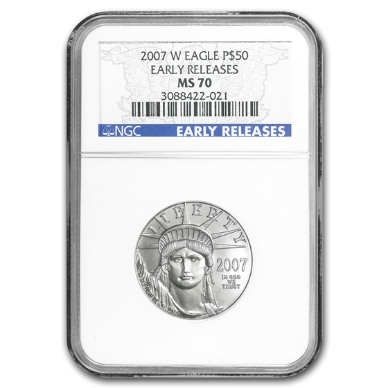 2007-W 1/2 oz Burnished American Platinum Eagle MS-70 NGC (ER)