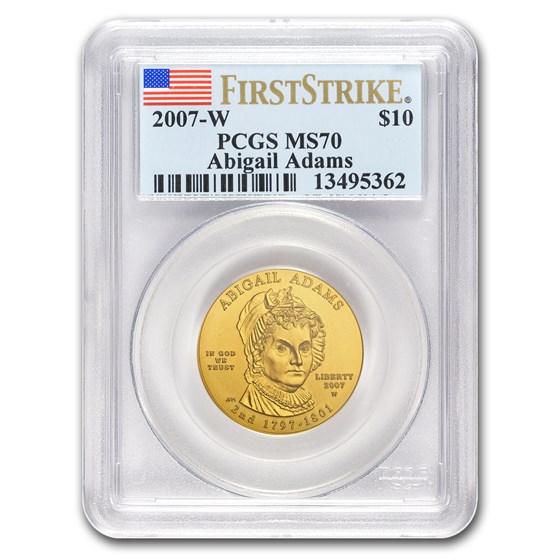 2007-W 1/2 oz Gold Abigail Adams MS-70 PCGS (FirstStrike®) 2007-W 1/2 oz Gold Abigail Adams MS-70 PCGS (FirstStrike®)