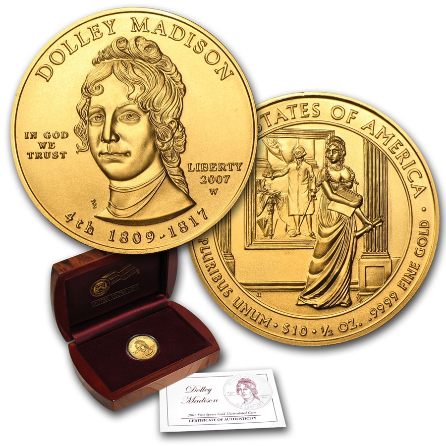 2007-W 1/2 oz Gold Dolley Madison BU (w/Box & COA)