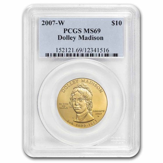 2007-W 1/2 oz Gold Dolley Madison MS-69 PCGS 2007-W 1/2 oz Gold Dolley Madison MS-69 PCGS