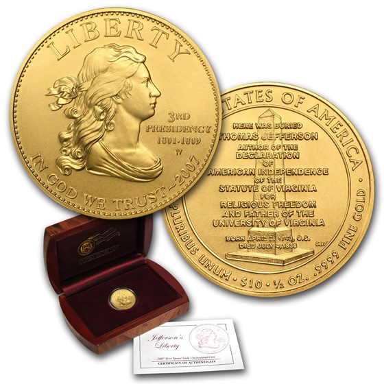 2007-W 1/2 oz Gold Jefferson's Liberty BU (w/Box & COA) 2007-W 1/2 oz Gold Jefferson's Liberty BU (w/Box & COA)