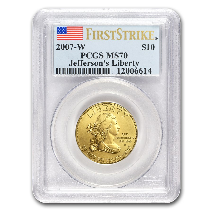 2007-W 1/2 oz Gold Jefferson's Liberty MS-70 PCGS (FirstStrike®)
