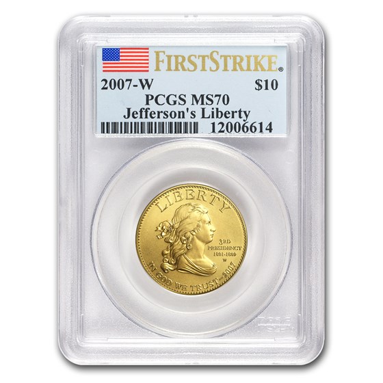 2007-W 1/2 oz Gold Jefferson's Liberty MS-70 PCGS (FirstStrike®) 2007-W 1/2 oz Gold Jefferson's Liberty MS-70 PCGS (FirstStrike®)