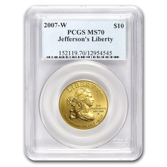 2007-W 1/2 oz Gold Jefferson's Liberty MS-70 PCGS 2007-W 1/2 oz Gold Jefferson's Liberty MS-70 PCGS